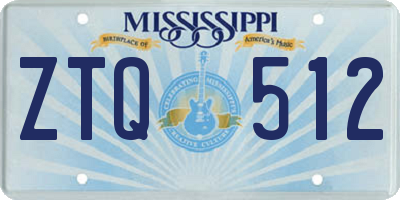 MS license plate ZTQ512