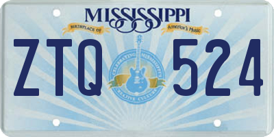 MS license plate ZTQ524