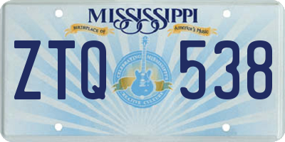 MS license plate ZTQ538