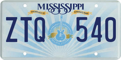 MS license plate ZTQ540