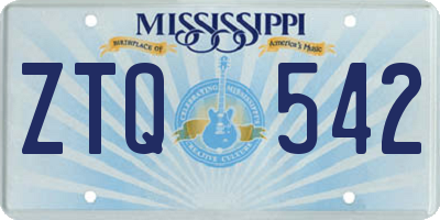 MS license plate ZTQ542