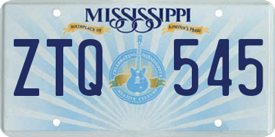 MS license plate ZTQ545