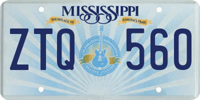 MS license plate ZTQ560