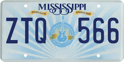 MS license plate ZTQ566