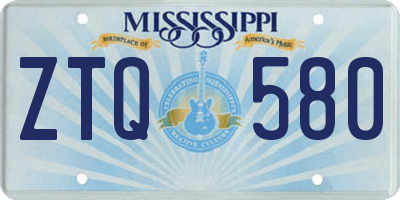 MS license plate ZTQ580