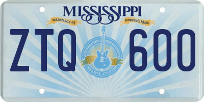 MS license plate ZTQ600