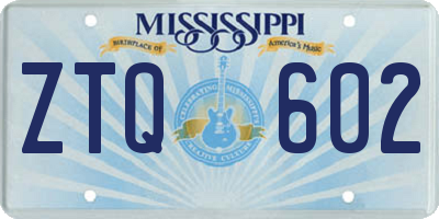 MS license plate ZTQ602