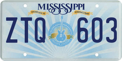 MS license plate ZTQ603
