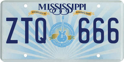 MS license plate ZTQ666