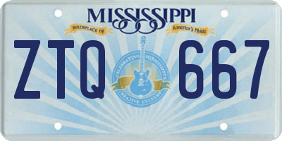 MS license plate ZTQ667