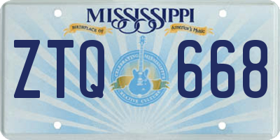 MS license plate ZTQ668