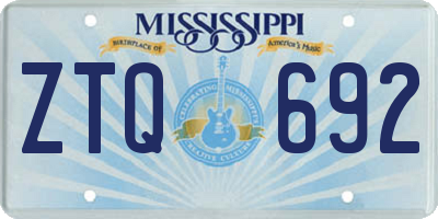 MS license plate ZTQ692