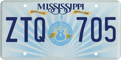 MS license plate ZTQ705