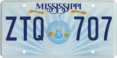 MS license plate ZTQ707