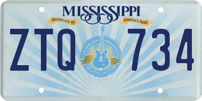 MS license plate ZTQ734