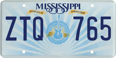MS license plate ZTQ765