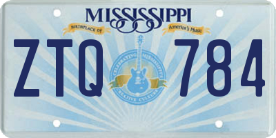 MS license plate ZTQ784