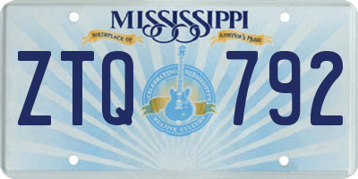 MS license plate ZTQ792