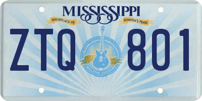 MS license plate ZTQ801