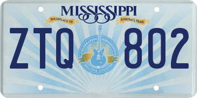 MS license plate ZTQ802