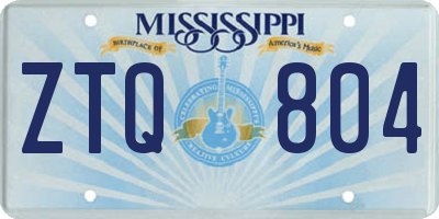 MS license plate ZTQ804