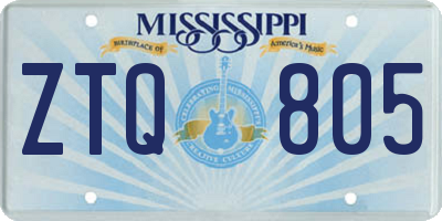 MS license plate ZTQ805