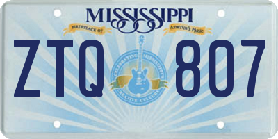 MS license plate ZTQ807
