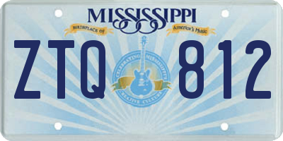 MS license plate ZTQ812