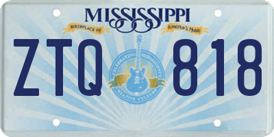 MS license plate ZTQ818