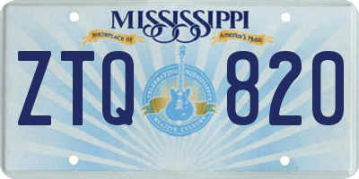 MS license plate ZTQ820