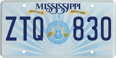 MS license plate ZTQ830