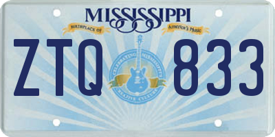 MS license plate ZTQ833