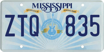 MS license plate ZTQ835