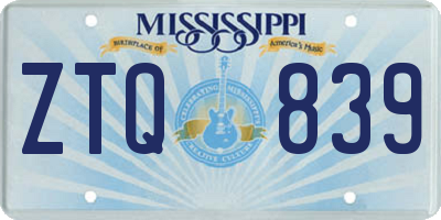 MS license plate ZTQ839