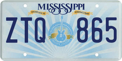 MS license plate ZTQ865