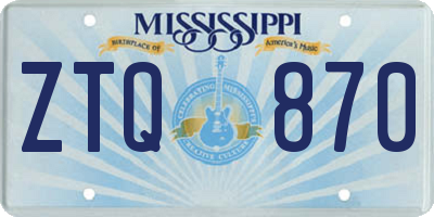 MS license plate ZTQ870