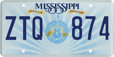MS license plate ZTQ874