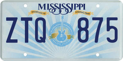 MS license plate ZTQ875