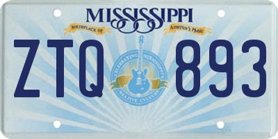 MS license plate ZTQ893