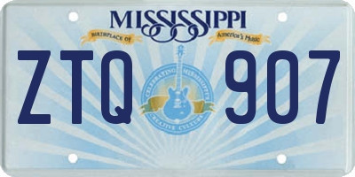 MS license plate ZTQ907