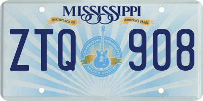 MS license plate ZTQ908