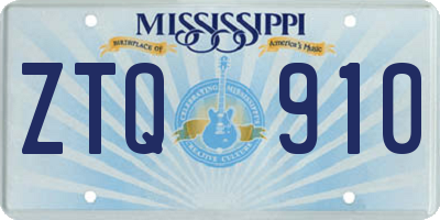 MS license plate ZTQ910