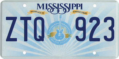 MS license plate ZTQ923