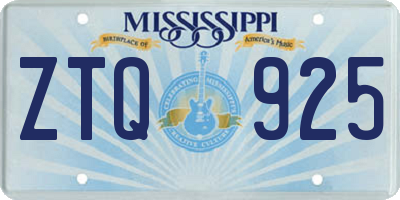 MS license plate ZTQ925