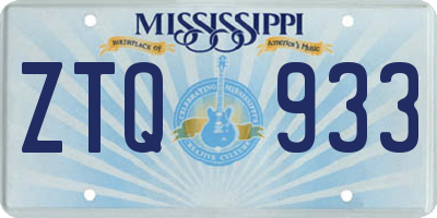 MS license plate ZTQ933