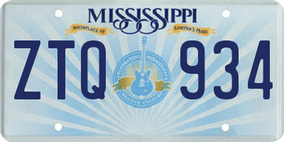 MS license plate ZTQ934
