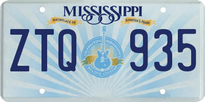 MS license plate ZTQ935
