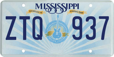 MS license plate ZTQ937