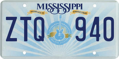 MS license plate ZTQ940