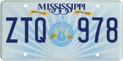 MS license plate ZTQ978